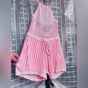 Pink Knit Halter Romper